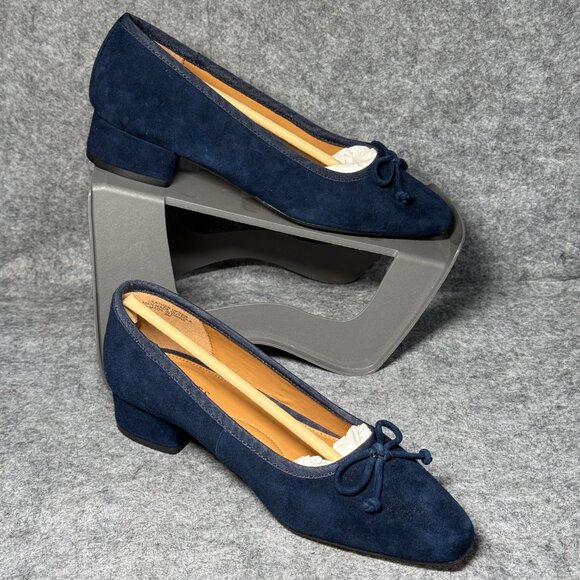 Talbots Vanessa Pumps - Size 6 - Indigo Blue Suede Shoes - Block Heel - Picture 3 of 12